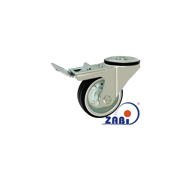 Колёса и наборы колёс, Колеса промышленные (металл +резина), С опорами с отверстием с тормозом с обозначением 8H 3D