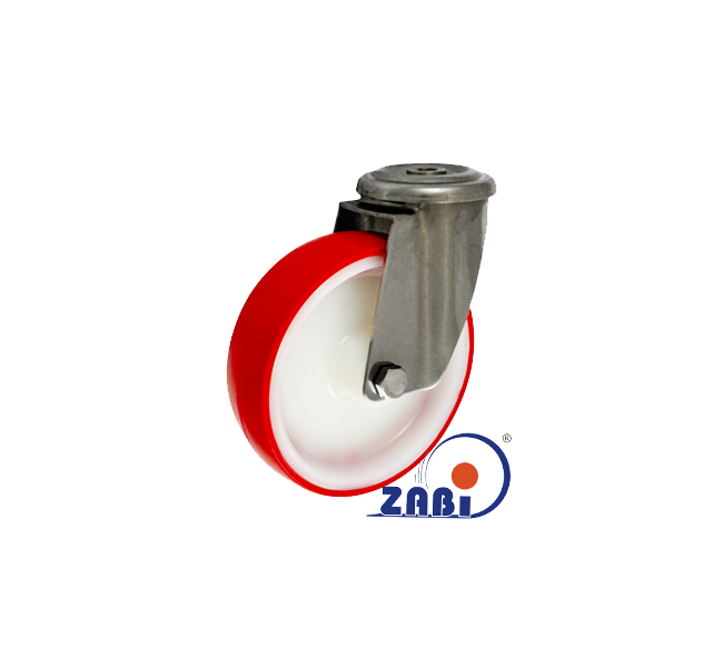 Räder und Rollen, Räder im Gehäuse aus rostfreiem Stahl, Lenkrollen mit Rückenloch mit dem Symbol 77MBCX9 3D