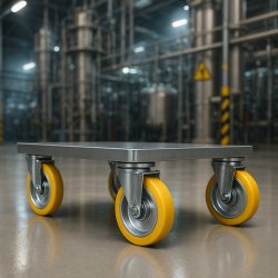 Koła odporne chemicznie dla farmacji i chemii: PA6, PU, guma, żeliwo – kiedy co wybrać?