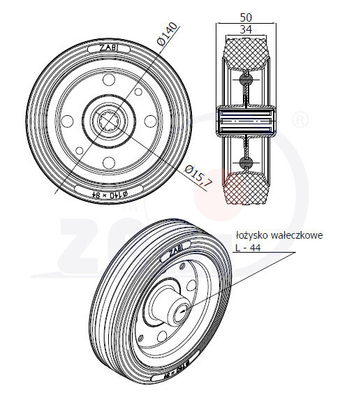 Koła i zestawy kołowe, Koła metalowo-gumowe, Koła o symbolu 30
