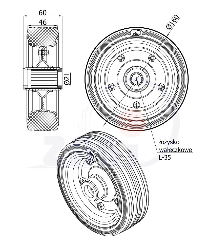 Колёса и наборы колёс, Колеса промышленные (металл +резина), Отдельные колёса с обозначением 40N