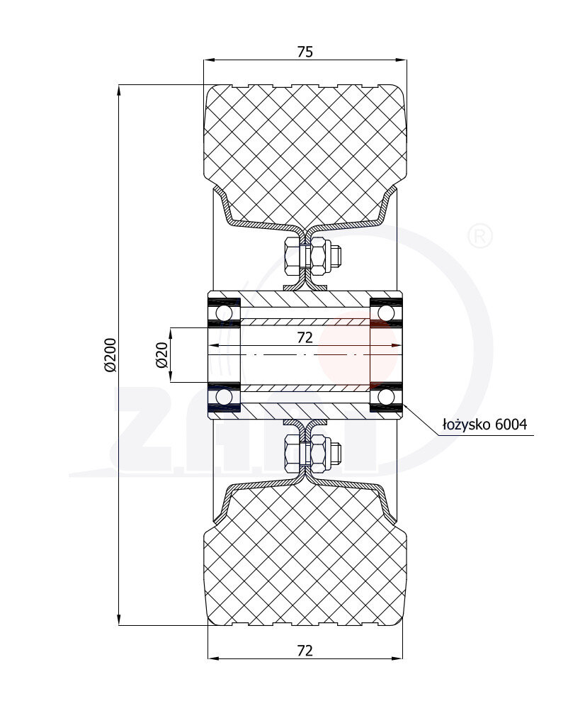Колёса и наборы колёс, Колеса промышленные (металл +резина), Отдельные колёса с обозначением 60NNŁ