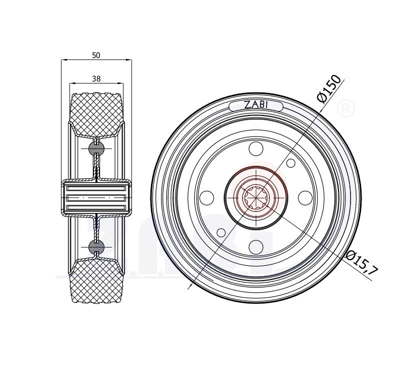 Колёса и наборы колёс, Колеса промышленные (металл +резина), Отдельные колёса с обозначением 70