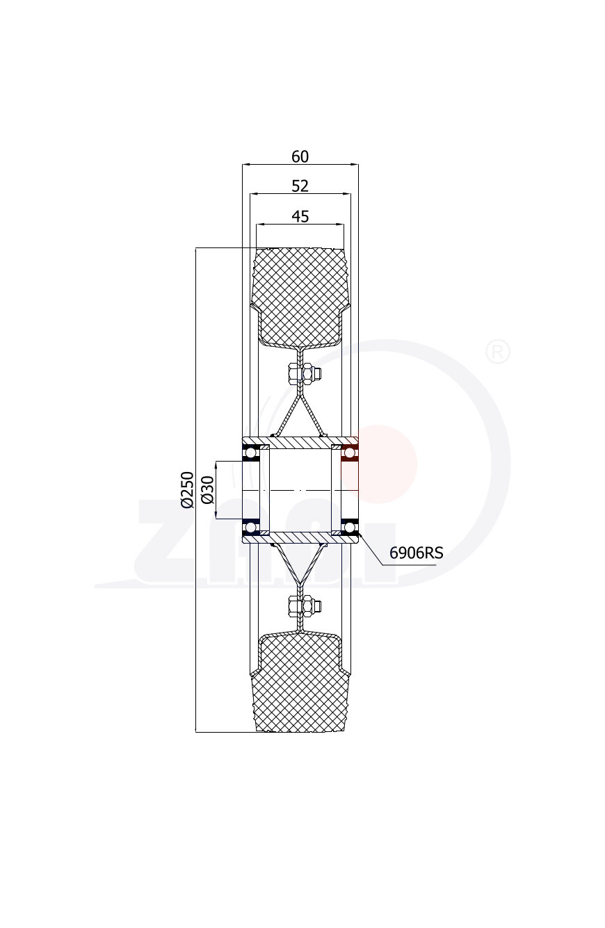 Koła i zestawy kołowe, Koła metalowo-gumowe, Koła o symbolu 90Ł/30