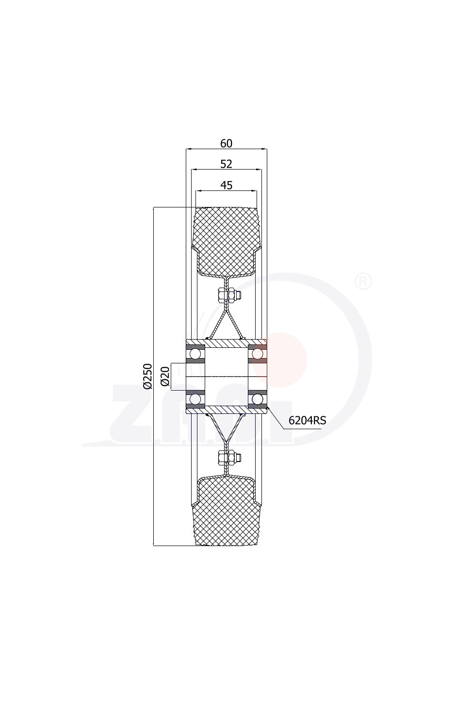 Räder und Rollen, Metallgummiräder, Räder mit dem Symbol 90L