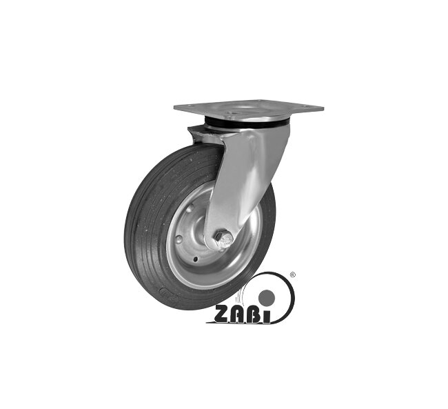 Räder und Rollen, Metallgummiräder, Lenkrollen mit Platte mit dem Symbol 62SW