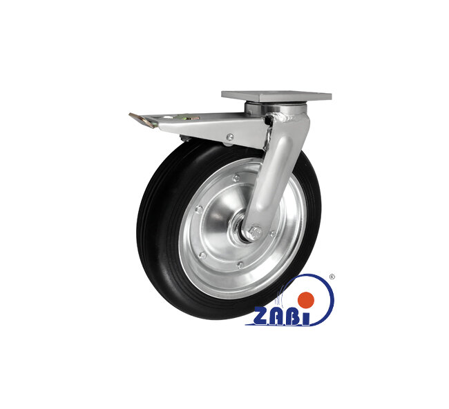 Koła i zestawy kołowe, Koła metalowo-gumowe, W obudowach skrętnych z hamulcem o symbolu 1005ŁDH