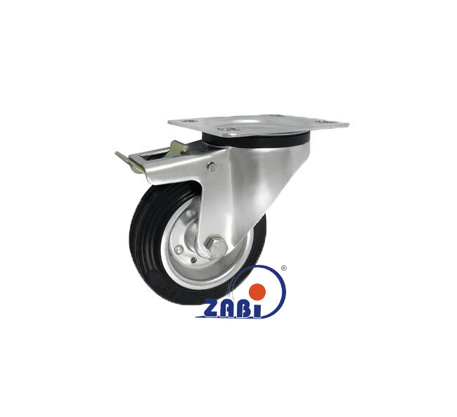 Колёса и наборы колёс, Колеса промышленные (металл +резина), С поворотными опорами с тормозом с обозначением 15H