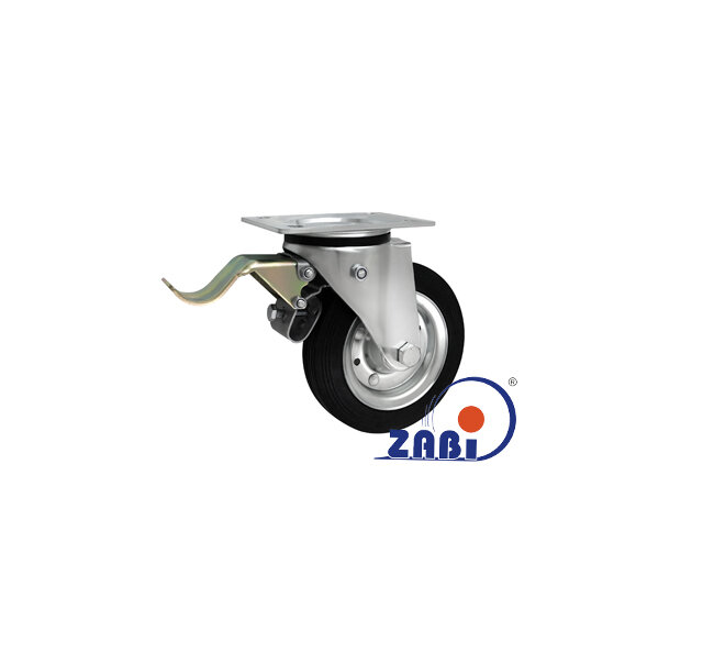 Колёса и наборы колёс, Колеса промышленные (металл +резина), С поворотными опорами с тормозом с обозначением 45H