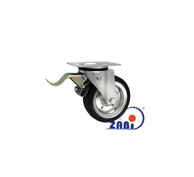 Колёса и наборы колёс, Колеса промышленные (металл +резина), С поворотными опорами с тормозом с обозначением 45NH