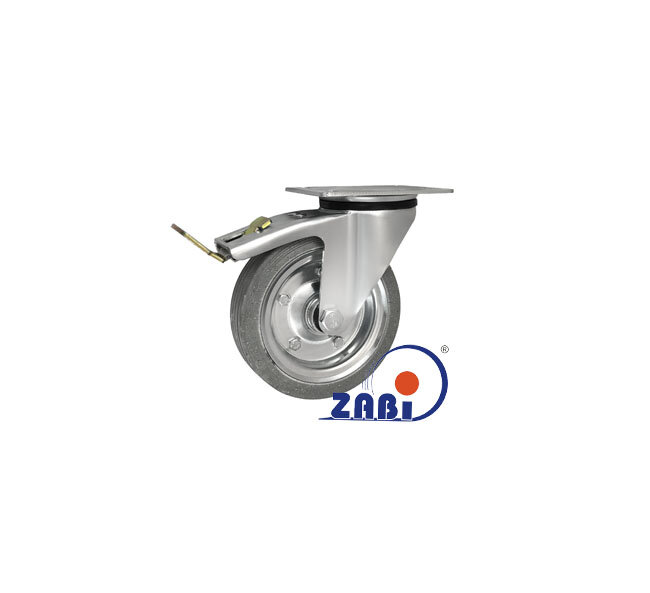 Колёса и наборы колёс, Колеса промышленные (металл +резина), С поворотными опорами с тормозом с обозначением 45NSWH