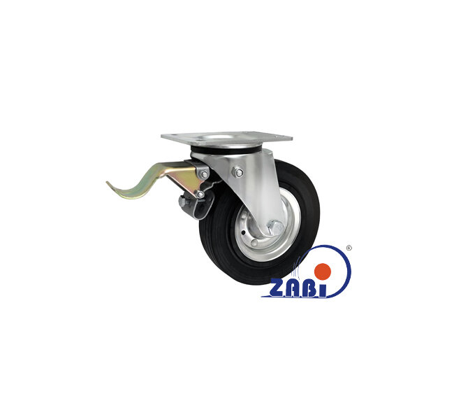Колёса и наборы колёс, Колеса промышленные (металл +резина), С поворотными опорами с тормозом с обозначением 55H