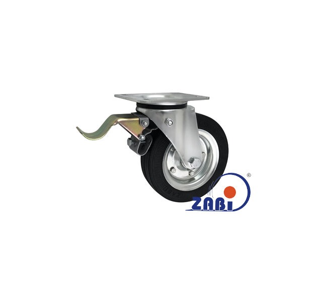 Колёса и наборы колёс, Колеса промышленные (металл +резина), С поворотными опорами с тормозом с обозначением 55NH