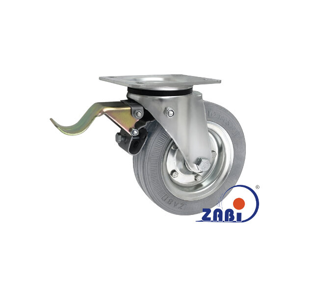 Колёса и наборы колёс, Колеса промышленные (металл +резина), С поворотными опорами с тормозом с обозначением 55NSH