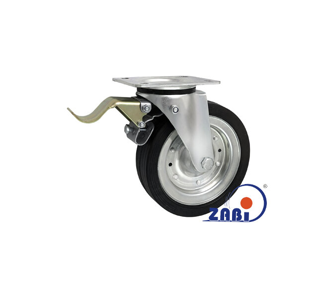 Колёса и наборы колёс, Колеса промышленные (металл +резина), С поворотными опорами с тормозом с обозначением 65FH