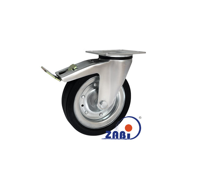 Koła i zestawy kołowe, Koła metalowo-gumowe, W obudowach skrętnych z hamulcem o symbolu 65FWH