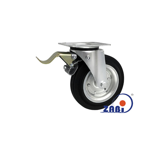 Колёса и наборы колёс, Колеса промышленные (металл +резина), С поворотными опорами с тормозом с обозначением 65H