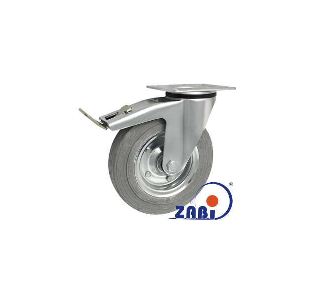 Колёса и наборы колёс, Колеса промышленные (металл +резина), С поворотными опорами с тормозом с обозначением 65NSWH