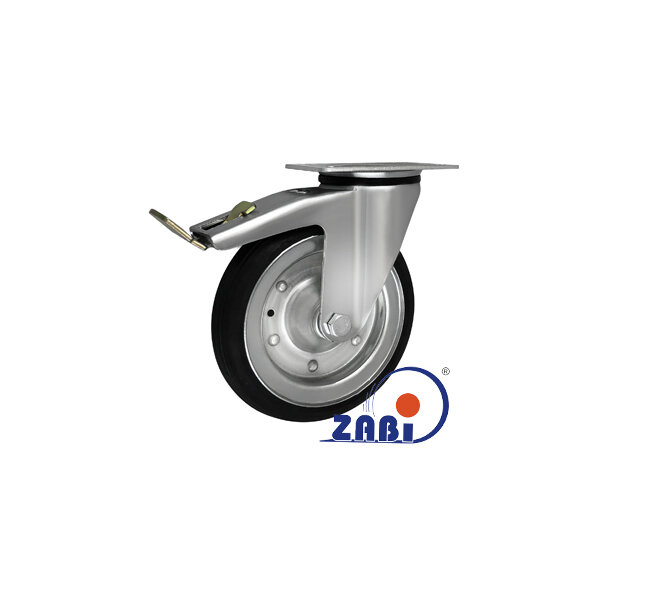 Koła i zestawy kołowe, Koła metalowo-gumowe, W obudowach skrętnych z hamulcem o symbolu 65RWH