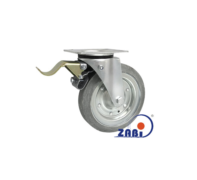 Колёса и наборы колёс, Колеса промышленные (металл +резина), С поворотными опорами с тормозом с обозначением 65SH