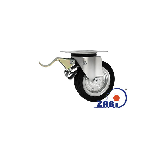 Колёса и наборы колёс, Колеса промышленные (металл +резина), С поворотными опорами с тормозом с обозначением 75H