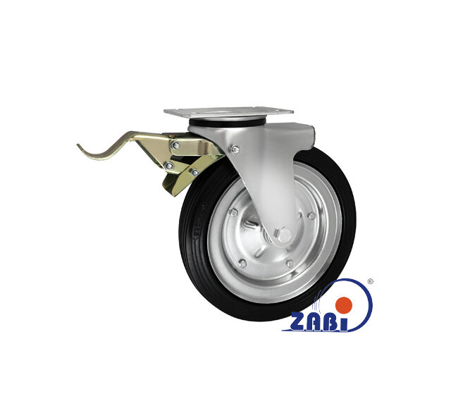 Koła i zestawy kołowe, Koła metalowo-gumowe, W obudowach skrętnych z hamulcem o symbolu 95HPL