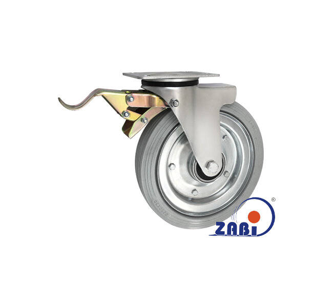 Колёса и наборы колёс, Колеса промышленные (металл +резина), С поворотными опорами с тормозом с обозначением 95ŁSH