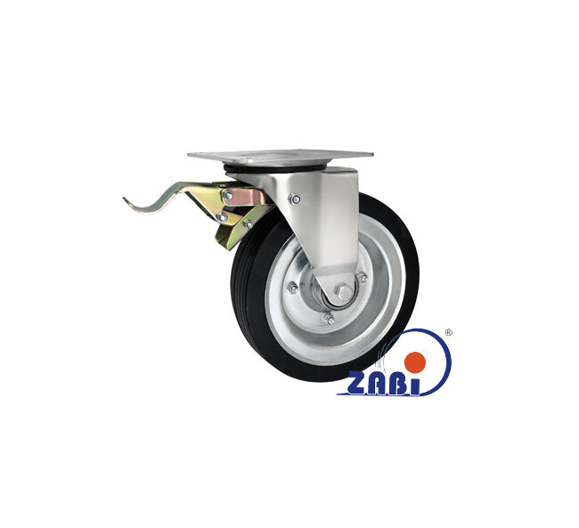 Koła i zestawy kołowe, Koła metalowo-gumowe, W obudowach skrętnych z hamulcem o symbolu 95NNŁH