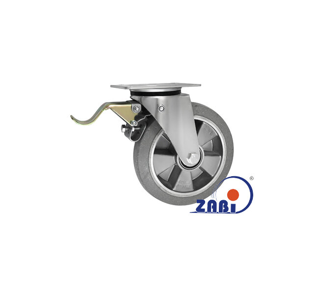 Колёса промышленные (алюминий +резина), Колёса промышленные (алюминий +резина), С поворотными опорами с тормозом с обозначением A65GSH