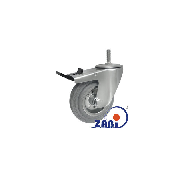 Räder und Rollen, Metallgummiräder, Lenkrollen mit Zapfen und Bremse mit dem Symbol 26MSH*M12