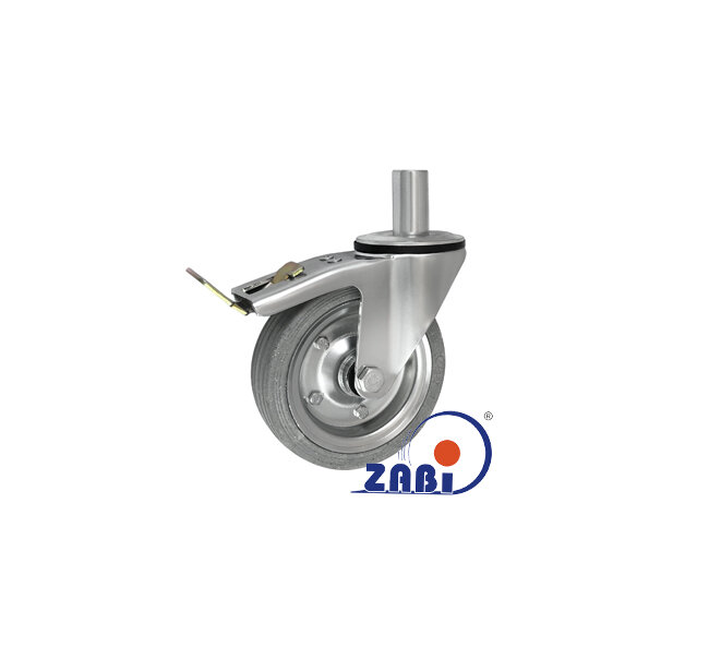 Колёса и наборы колёс, Колеса промышленные (металл +резина), С опорами со штекером и тормозом с обозначением 46NSH*32