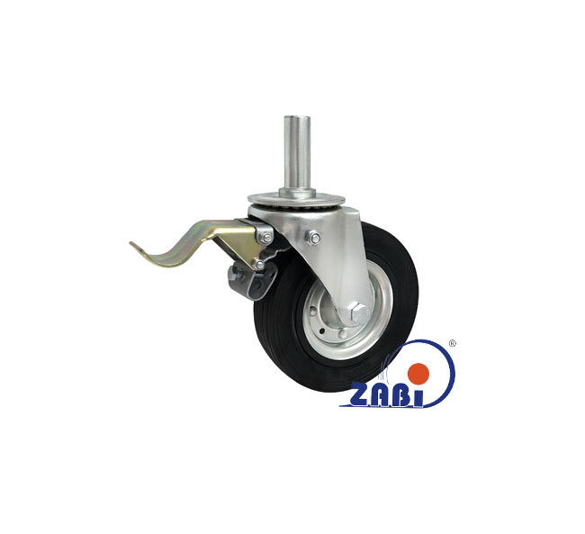 Колёса и наборы колёс, Колеса промышленные (металл +резина), С опорами со штекером и тормозом с обозначением 56H*25