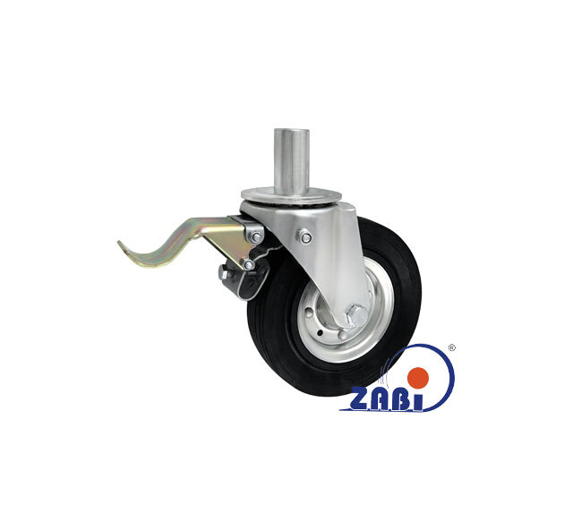 Koła i zestawy kołowe, Koła metalowo-gumowe, W obudowach z trzpieniem i hamulcem o symbolu 56H*32