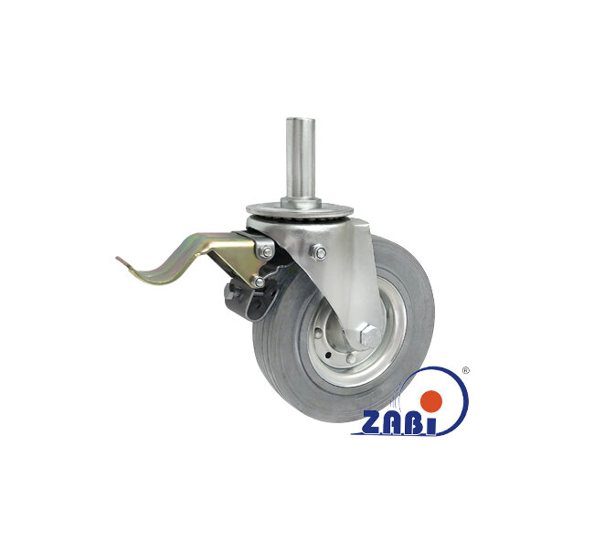 Koła i zestawy kołowe, Koła metalowo-gumowe, W obudowach z trzpieniem i hamulcem o symbolu 56SH*25