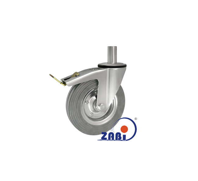 Koła i zestawy kołowe, Koła metalowo-gumowe, W obudowach z trzpieniem i hamulcem o symbolu 66NSH*32