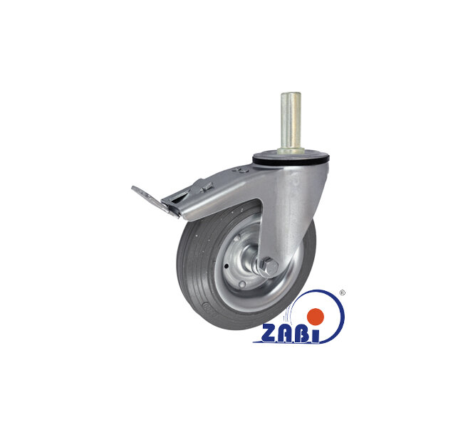 Räder und Rollen, Metallgummiräder, Lenkrollen mit Zapfen und Bremse mit dem Symbol 66SH*28