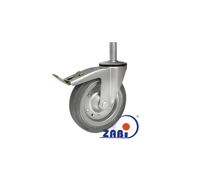 Колёса и наборы колёс, Колеса промышленные (металл +резина), С опорами со штекером и тормозом с обозначением 66SH*25