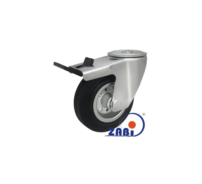 Колёса и наборы колёс, Колеса промышленные (металл +резина), С опорами с отверстием с тормозом с обозначением 27MH