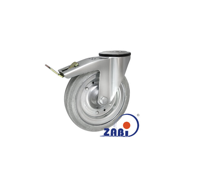 Koła i zestawy kołowe, Koła metalowo-gumowe, W obudowach z otworem i hamulcem o symbolu 67SH