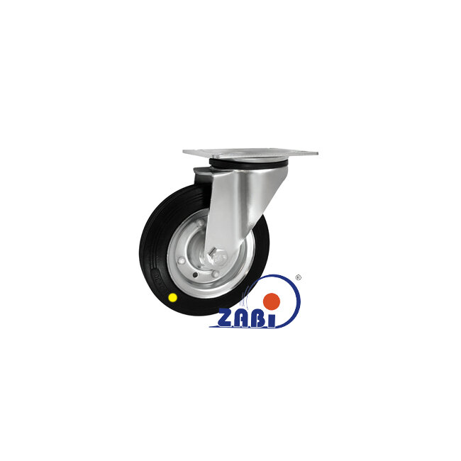 Antistatische Räder und Rollen mit Gummireifen, Antistatische Räder und Rollen mit Gummireifen, Lenkrollen mit Platte mit dem Symbol 42W-AS