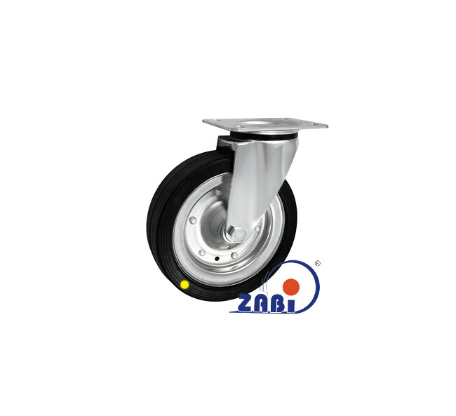 Antistatische Räder und Rollen mit Gummireifen, Antistatische Räder und Rollen mit Gummireifen, Lenkrollen mit Platte mit dem Symbol 62F-AS