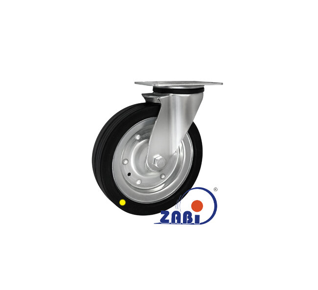 Antistatische Räder und Rollen mit Gummireifen, Antistatische Räder und Rollen mit Gummireifen, Lenkrollen mit Platte mit dem Symbol 62FW-AS