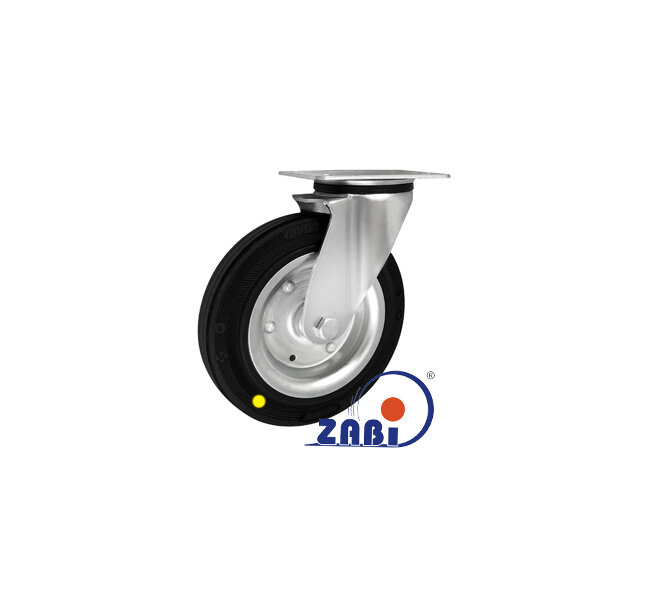 Antistatische Räder und Rollen mit Gummireifen, Antistatische Räder und Rollen mit Gummireifen, Lenkrollen mit Platte mit dem Symbol 62W-AS