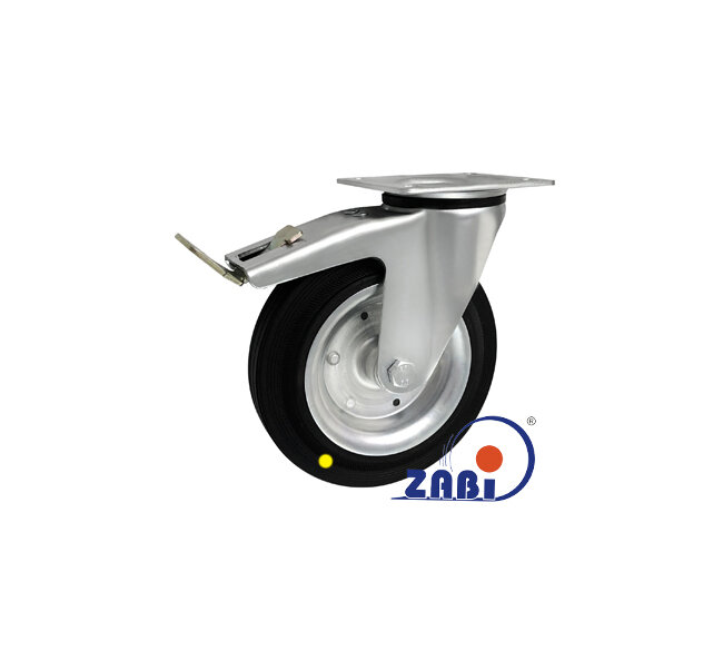 Koła elektrostatyczne, Koła elektrostatyczne metalowo-gumowe, W obudowach skrętnych z hamulcem o symbolu 65WH-AS