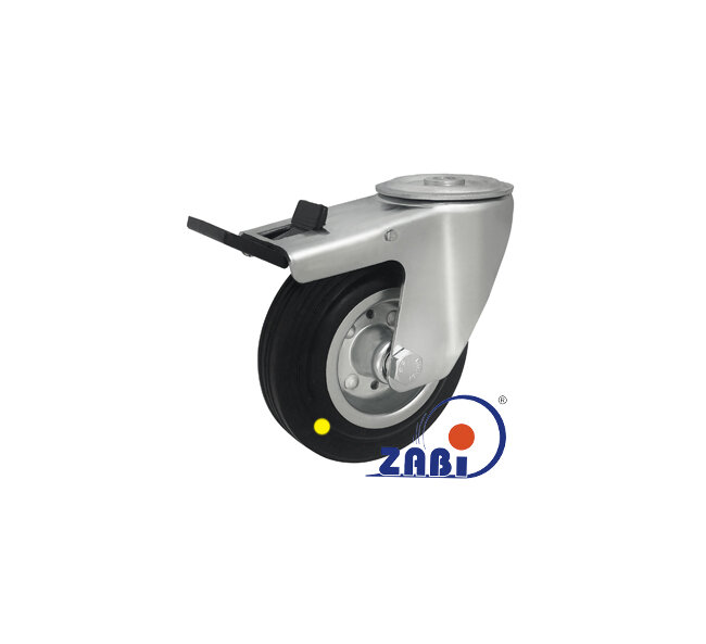 Koła elektrostatyczne, Koła elektrostatyczne metalowo-gumowe, W obudowach z otworem i hamulcem o symbolu 27MH/10-AS