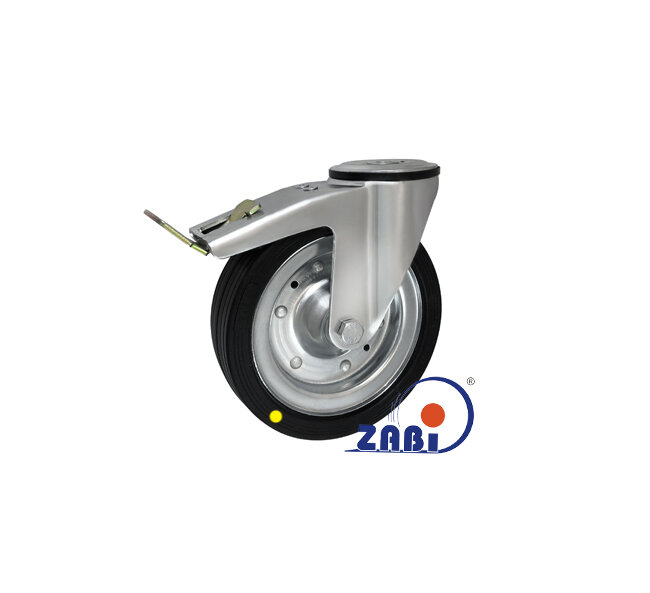 Koła elektrostatyczne, Koła elektrostatyczne metalowo-gumowe, W obudowach z otworem i hamulcem o symbolu 67FH-AS