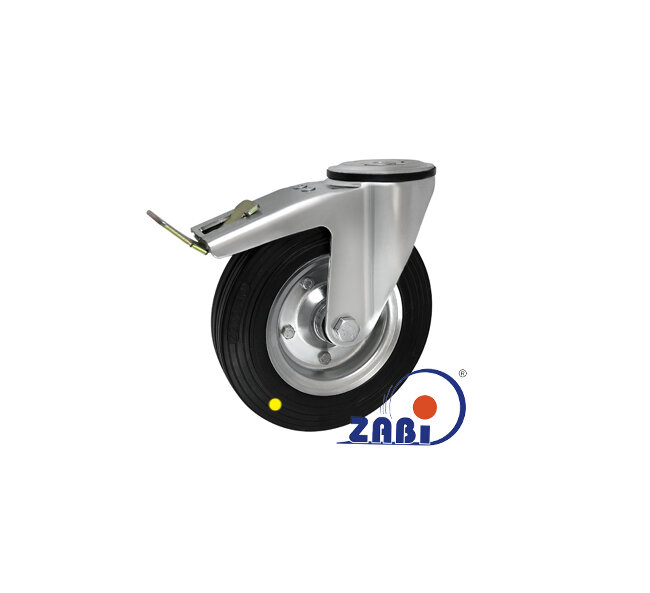 Koła elektrostatyczne, Koła elektrostatyczne metalowo-gumowe, W obudowach z otworem i hamulcem o symbolu 67NH-AS