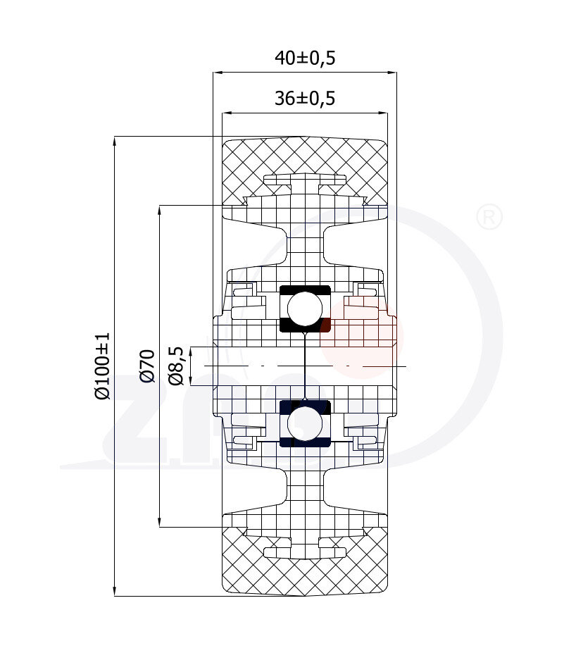 Räder und Rollen, Polypropylen-Polyurethanräder, Räder mit dem Symbol 10PPU