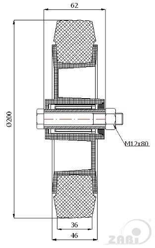Колёса и наборы колёс, Колеса промышленные (пластик +резина), С набором для монтажа с обозначением 61T