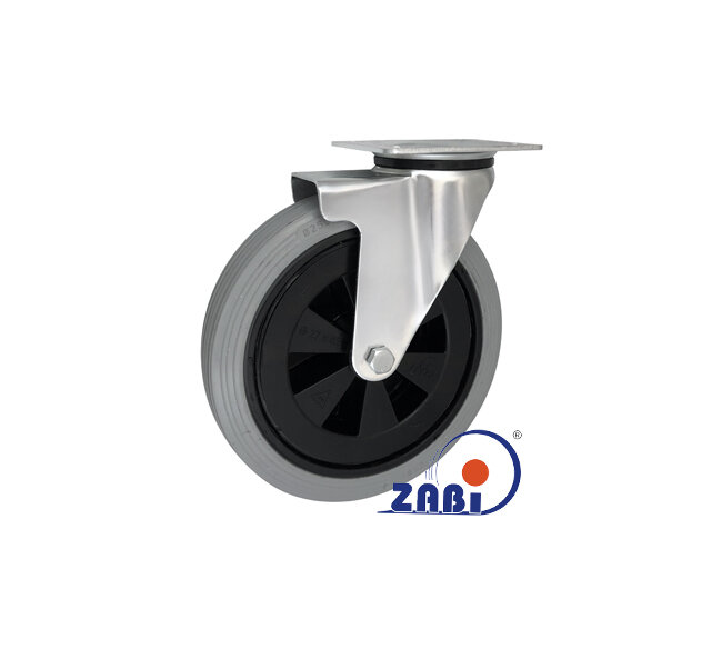 Räder und Rollen, Kunststoffgummiräder, Lenkrollen mit Platte mit dem Symbol 92TS